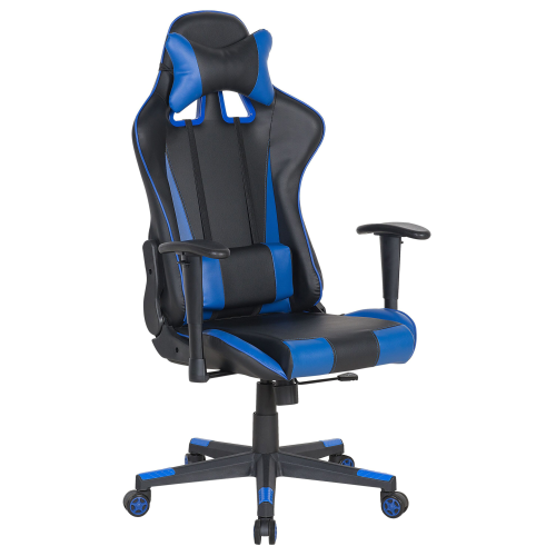 Beliani Office Chair GAMER Faux Leather Dark Blue
