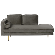 Left-Hand Chaise Longue MIRAMAS Velvet Taupe