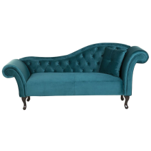 Right-Hand Chaise Longue LATTES Velvet Teal