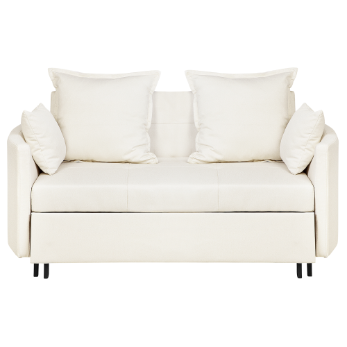Beliani Sofa Bed 2 Seater HOVIN Fabric Light Beige