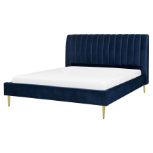 Bed Velvet MARVILLE 160 x 200 cm (EU King Size) Navy Blue