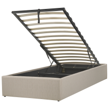 Ottoman Bed without Headboard DINAN Fabric Taupe 90 x 200 cm (EU Single)