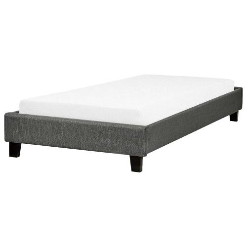 Beliani Bed without Headboard Fabric ROANNE 90 x 200 cm (EU Single) Grey
