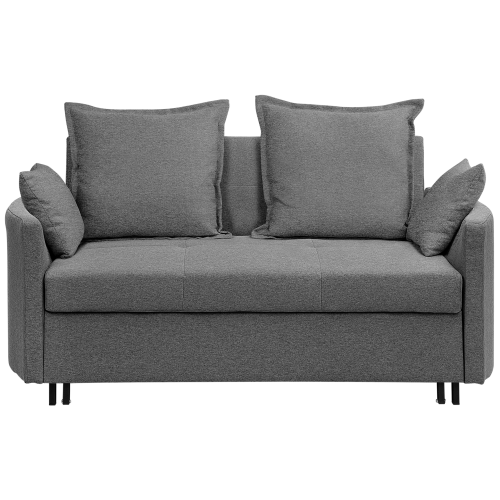 Beliani Sofa Bed 2 Seater HOVIN Fabric Grey