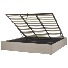Ottoman Bed without Headboard DINAN Fabric Light Brown 180 x 200 cm (EU Super King)
