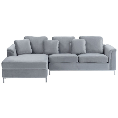 Beliani Corner Sofa 4 Seater OSLO Velvet Grey Right Hand