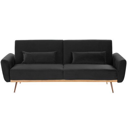 Beliani Sofa Bed 3 Seater EINA Velvet Black