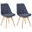 Beliani Set of 2 Dining Chairs DAKOTA II Fabric Blue 1