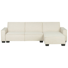 Corner Sofa Bed 3 Seater ROMEDAL Fabric Beige Left Hand