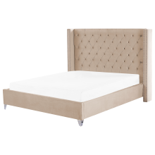 Bed Velvet LUBBON 180 x 200 cm (EU Super King) Beige