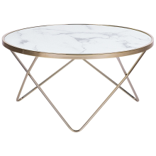 Coffee Table MERIDIAN Tempered Glass Marble/ Gold