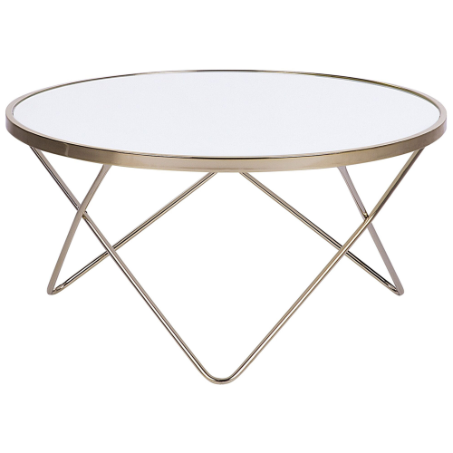 Beliani Coffee Table MERIDIAN Tempered Glass White/Gold
