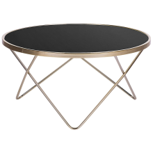 Coffee Table MERIDIAN Tempered Glass Black/ Gold