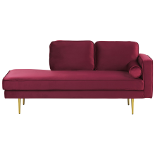 Right-Hand Chaise Longue MIRAMAS Velvet Dark Red