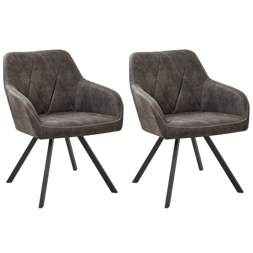Beliani Set of 2 Dining Chairs MONEE Fabric Dark Grey