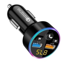 Fast Car Phone Charger Adapter 2USB FM Bluetooth 5.0 Car Charger W/ LED Display