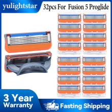 32 Smooth Shaving Razor Blades Refills, Anti-Rust for Gillette Fusion 5 Proglide