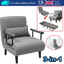 190cm 1 Seater Fabric Sofa Bed Single Sleeper Couch Sofabed Settee Recliner Beds
