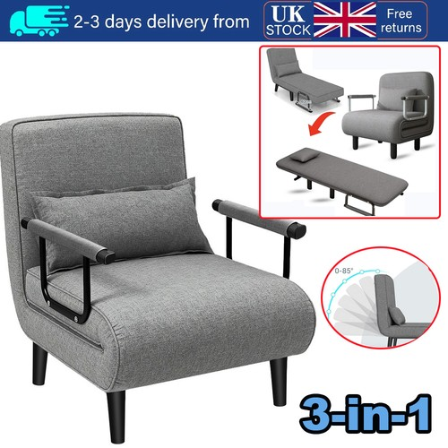190cm 1 Seater Fabric Sofa Bed Single Sleeper Couch Sofabed Settee Recliner Beds