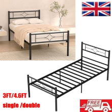 UK Metal Bed Frame 190X90/135cm Single Double Platform Bedroom Furniture NEW