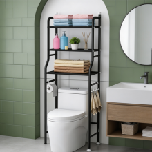 3-Tier Over Toilet Storage Rack 152x25x47cm, Space Saving Bathroom Organizer UK