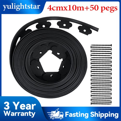 Plastic Garden Flexible Edging Grass Border Lawn Edge 10m 4cm Height + 50 Pegs