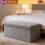 Foldable Storage Box Ottoman Cushioned Stool Pouffe Children Toy Bench Seat Grey 1