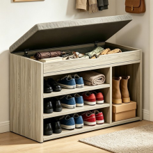 Shoe Bench with Cushion Seat & Shoe Horn, Hallway Storage Rack Organiser