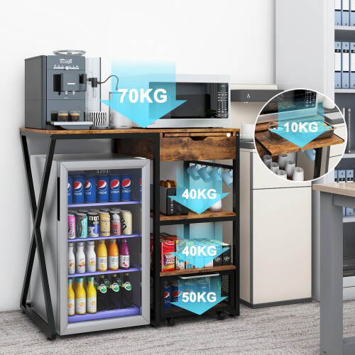 PUNCIA Coffee Bar Cabinet with Mini Fridge Space for Dorm Kitchen Retro 2