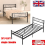 Single Double Metal Bed Frame Strong with Headboard & Under Bed Storage, Black 1