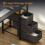 ODK Computer Desk with Drawers, 120cm Office Desk with Sockets, Black 4