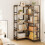 Coleshome 5-Tier L-Shape Corner Bookcase, 145.5cm, Brown 2
