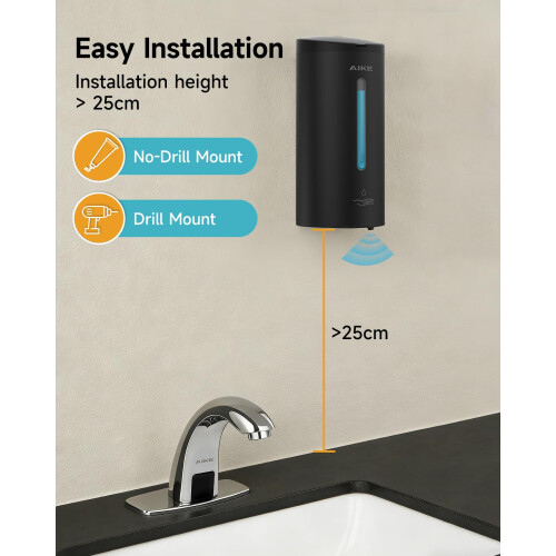 AIKE Classic Automatic Soap Dispenser Wall Mounted, Stainless Steel Finish 1