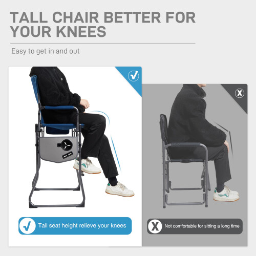 EVER ADVANCED 76CM Seat Height Tall Folding Camping Directors Chair 2