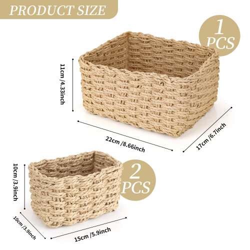 Aramanara 3 Pcs Woven Storage Baskets for Shelves, Wicker Hamper Basket 1