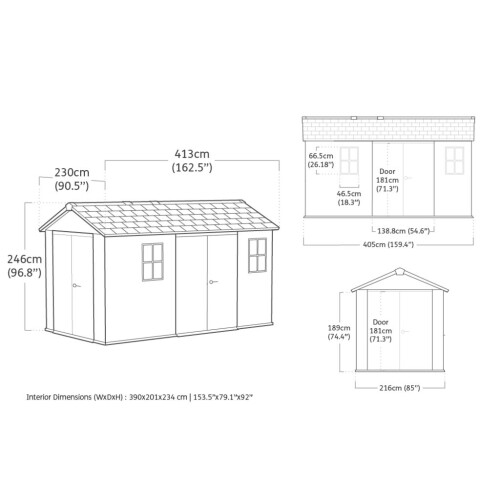 Keter Keter Newton Plus Dual Entry Shed 13x7.5ft - Grey
