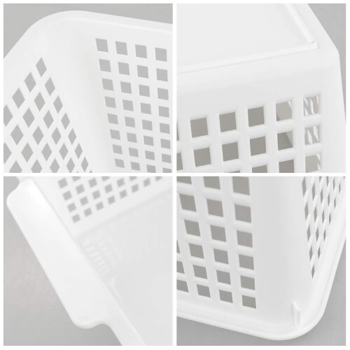 Yarebest Large Plastic Storage Basket Box, Cupboard Storage Baskets, 3-Pack (White) 1