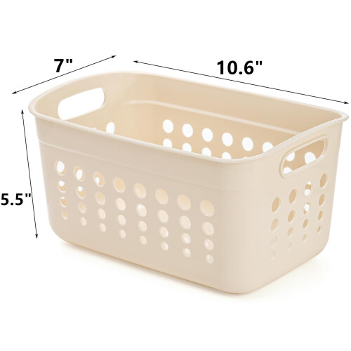 DEAYOU 9 Pack Plastic Storage Basket, Small Pantry Organizer Basket Bins, Rectangular Storage Tray Basket Container with Handle for Shelf, Household 1