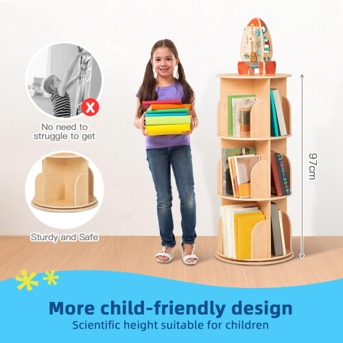 OOOK Rotating Bookshelf, 3 Tier Corner Spinning Bookshelf for Small Space 2