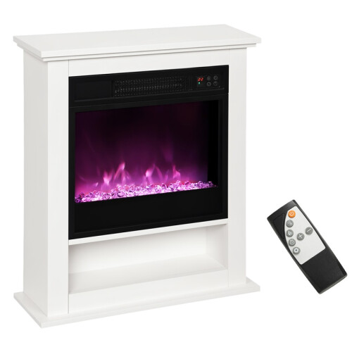 1800W Adjustable Faux Flame Electric Fireplace - White
