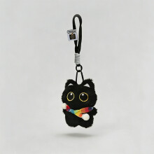 (Style F)Cat Cute Plush Doll Pendant With Rainbow Scarf Car Backpack Accessories Decor