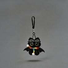 (Style J)Cat Cute Plush Doll Pendant With Rainbow Scarf Car Backpack Accessories Decor