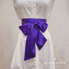 (Color F)Polyester Wide Waist Belt For Dresses Bow Tie Closure Wedding Gowns Wear Formal