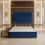 Bed Centre Ziggy Plush Small Single Divan Base 30" Headboard, Navy, 0 Draw 3