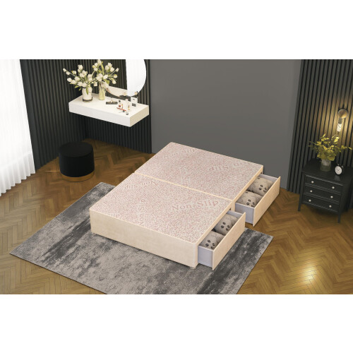 Bed Centre Flexby Divan Bed Base Only with 2 Drawers (Same Side), No Headboard - Available in 3FT, 4FT, 5FT & 6FT (3FT Single, Plush Ivory Fabric) 2