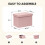 PINPLUS Folding Storage Box Ottoman, Linen Small Footstool, Pink 3