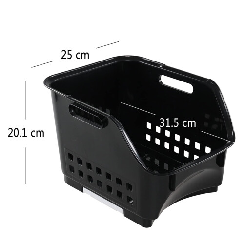 Morcte 3 Tier Stacking Baskets Storage Veg Rack Plastic Stackers, Black 1