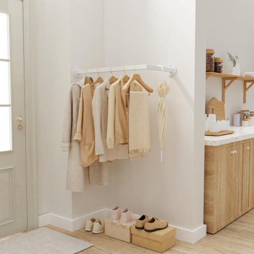 Yawinhe Wall Mounted Clothes Rail,60cm Clothing Rack,White,1 Pack 2