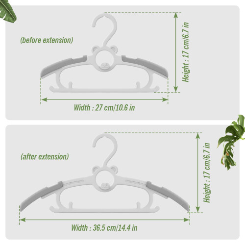 Vivikivi 15 Pack Adjustable Kids Clothes Hangers, Stackable, Space Saving 1