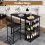 Crevyteg Compact 3-Piece Breakfast Bar Set for Small Spaces - Includes Storage Shelf Table & 2 High-Back PU Leather Stools 2